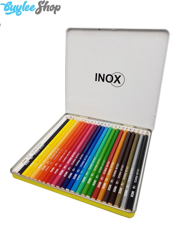 مداد رنگی 24 رنگ اینوکس جعبه فلزی